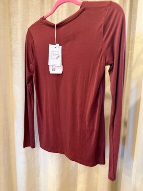 Long Sleeve Women's Jersey Top in Deep Burgundy